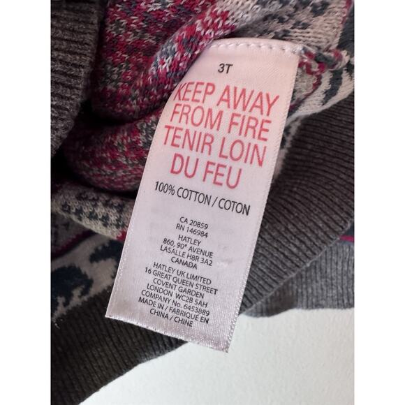 Hatley Gray Fair Isle Winter Bear Sweater Boys Pull Over Sz 3T - Picture 7 of 9